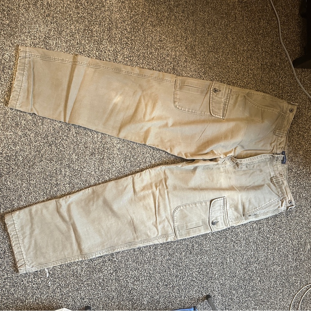Flannel Lined Eddie Bauer Khaki Cargo Pants for Men